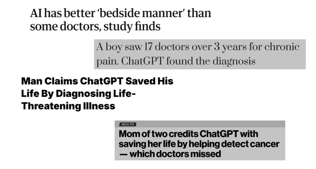 Patients use AI because it's readily available and even provides psychological support, no matter that it's just statistics and synthetic empathy (image: slide from a presentation) 