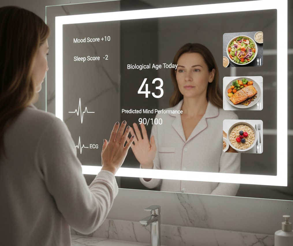The concept of a smart mirror is obsolete. Why do we need it when AI agents can deliver data directly to our ears through new devices? OpenAI has announced its first hardware device for 2026/2027 (source: Germini AI)

